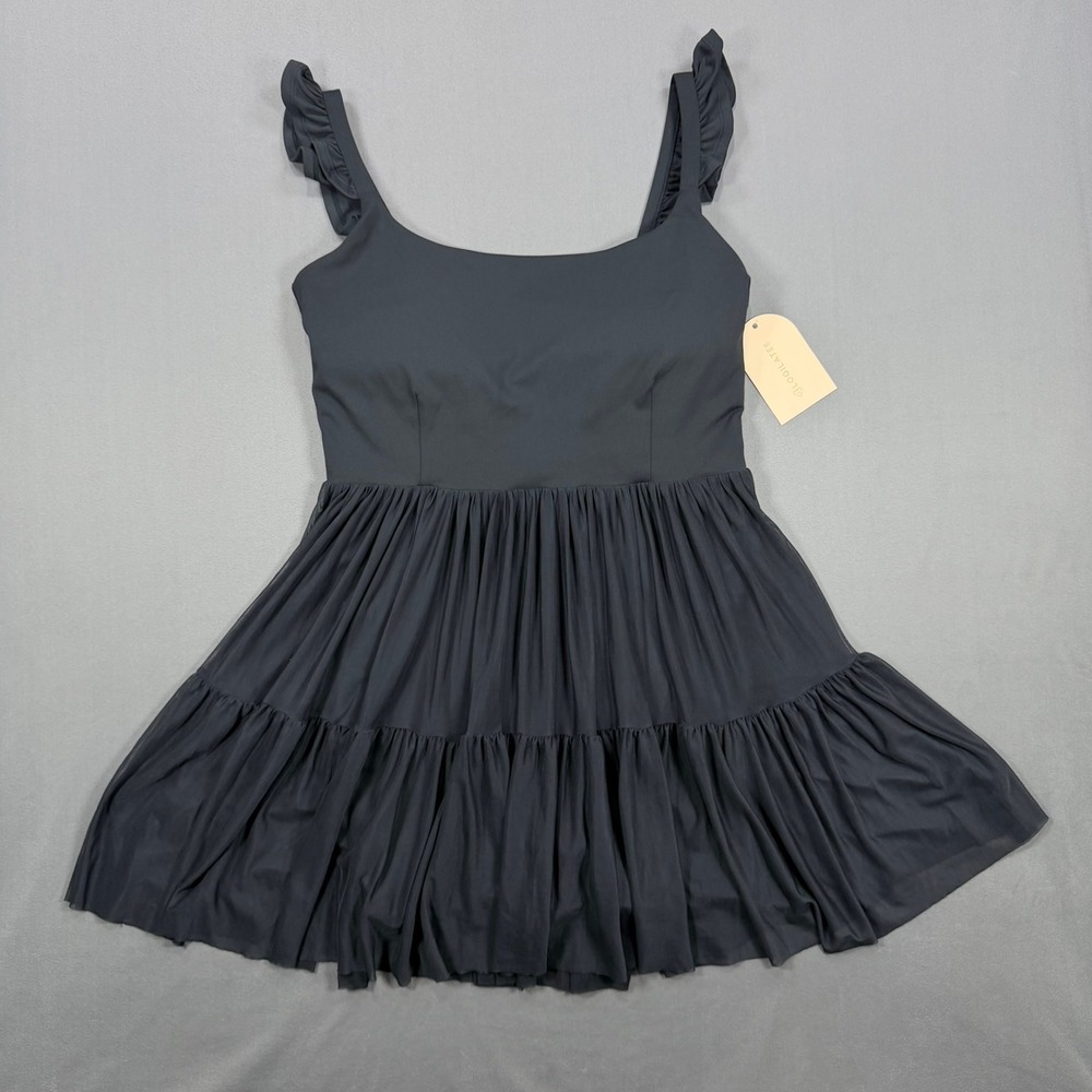 Blogilates Women XL Black Polyester Ballerina Ruffle Dress Builtin Shorts Active